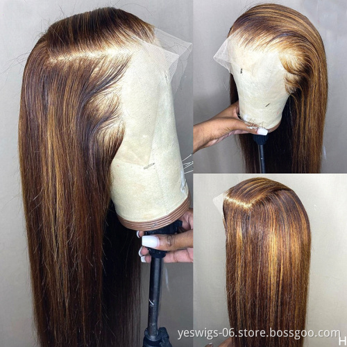 Mink Brazilian Cuticle Aligned Pre Plucked Highlight Human Hair Wigs Cheap 5x5 Full Hd Lace Closure Wig for black women In Stock